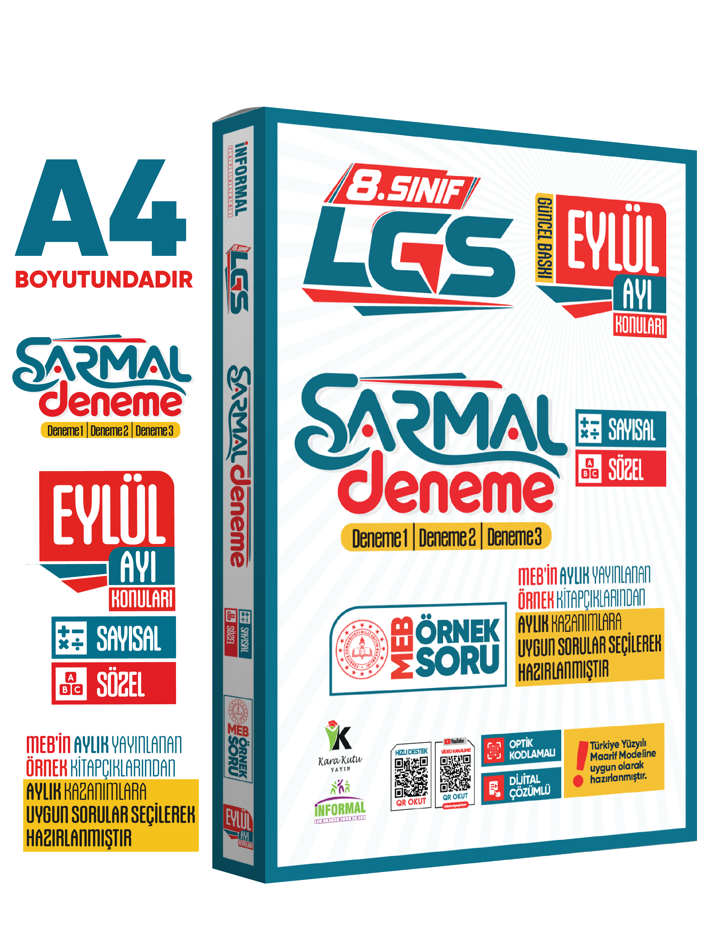 2027 8.Sınıf LGS Eylül Ayı MEB Örnek Soru Tıpkı Basım 3lü Sarmal Deneme Paketi Dijital Çözümlü