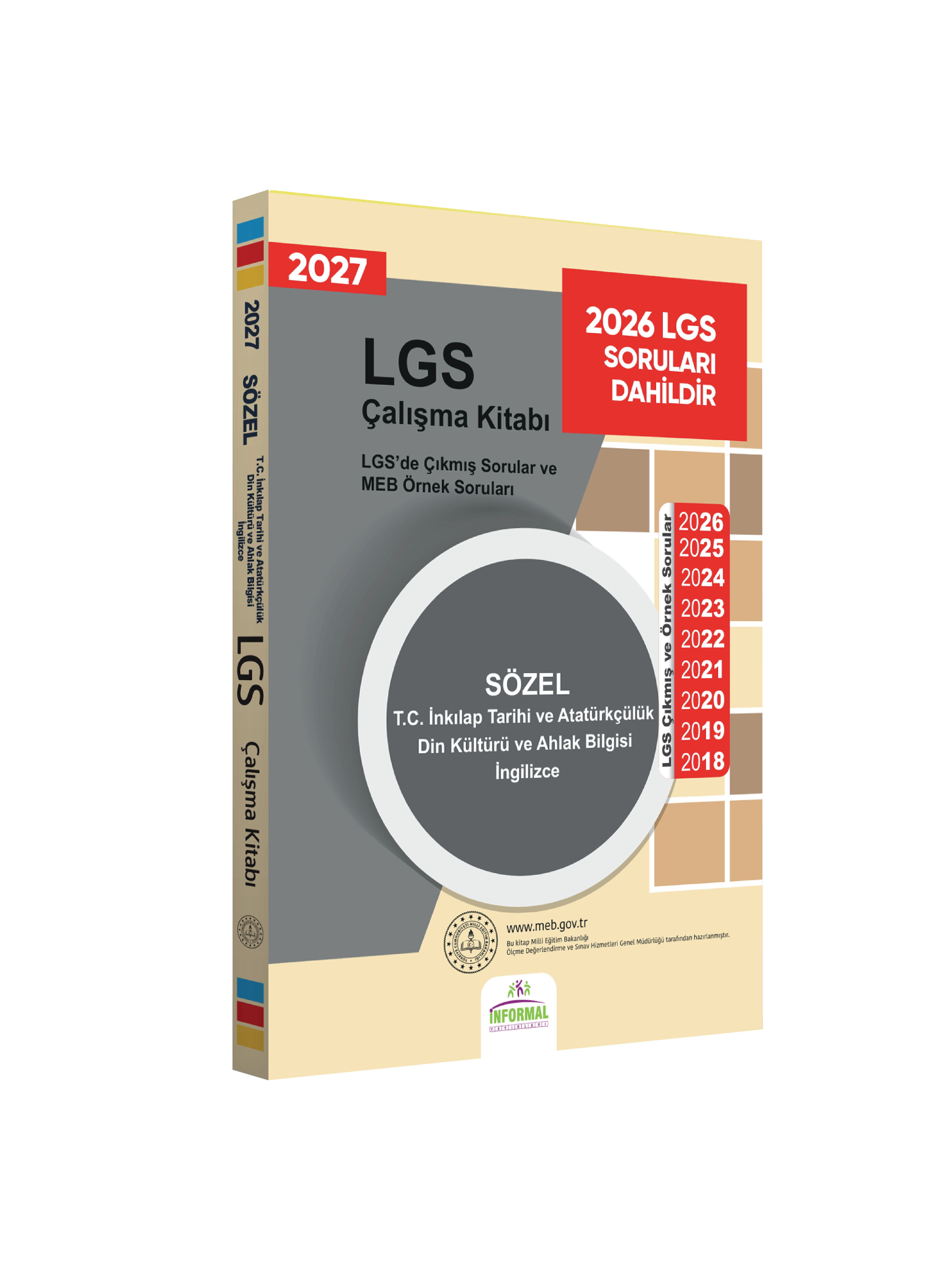 2027 LGS 8.Sınıf Çıkmış ve MEB Örnek Soruları Tarih-Din-İng Sözel Çalışma Kitabı A4 RENKLİ Baskı
