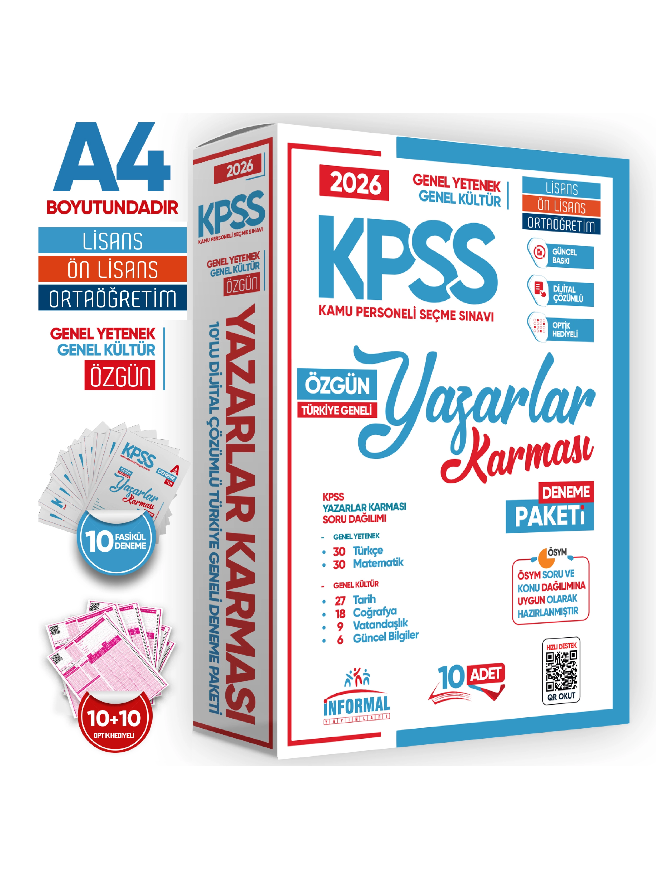 2026 KPSS YAZARLAR KARMASI 10lu ve GEZEGEN 8li Dijital Çözümlü Deneme Seti