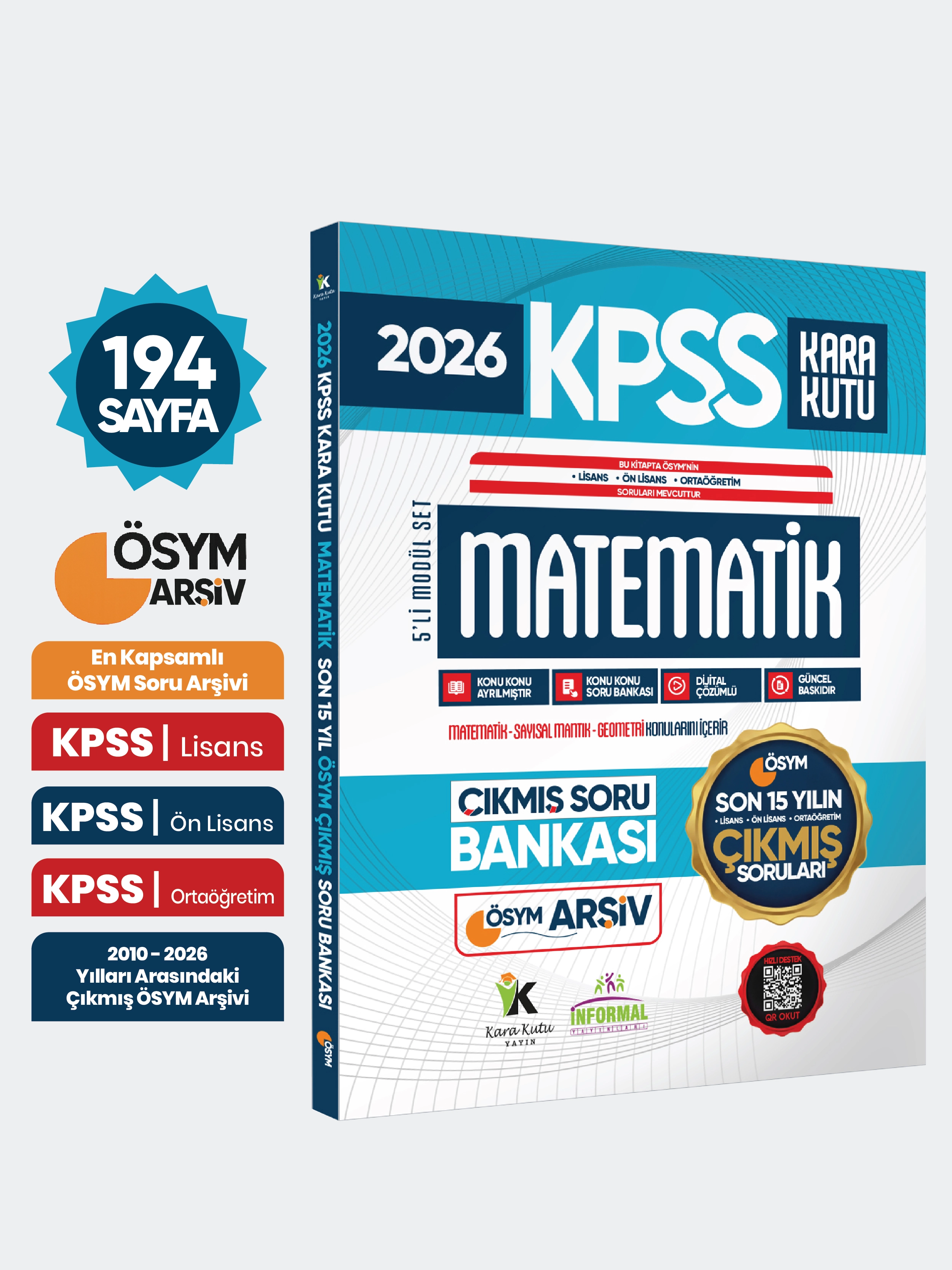 2026 FULLKPSS Lisans -Önlisans-Ortaöğretim Matematik Kara Kutu ÖSYM Çıkmış Soru Bankası Son 15 Yıl