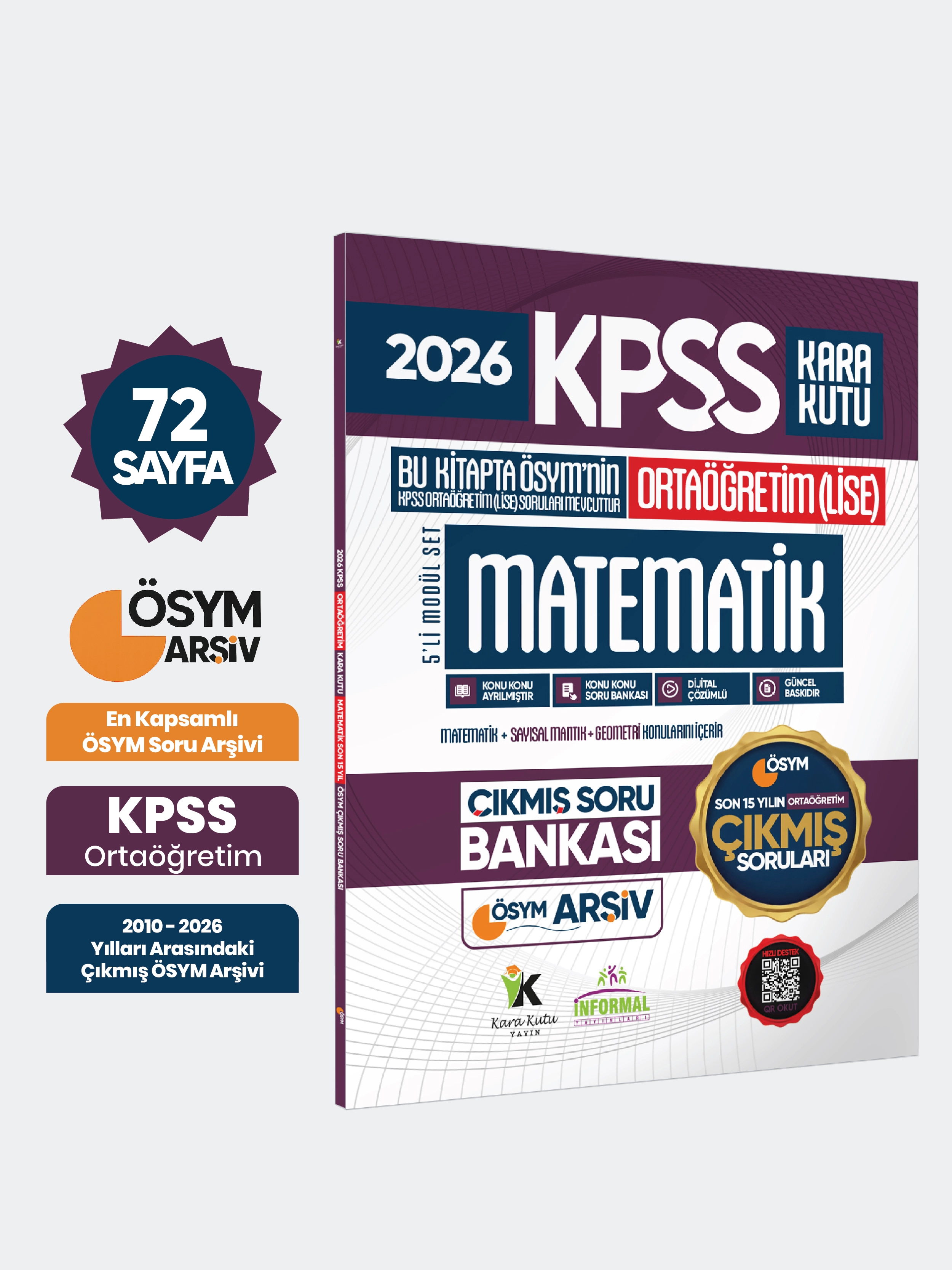 2026 FULLOrtaöğretim KPSS Matematik Kara Kutu ÖSYM Çıkmış Soru Bankası Son 15 Yıl(Sadece Lise)