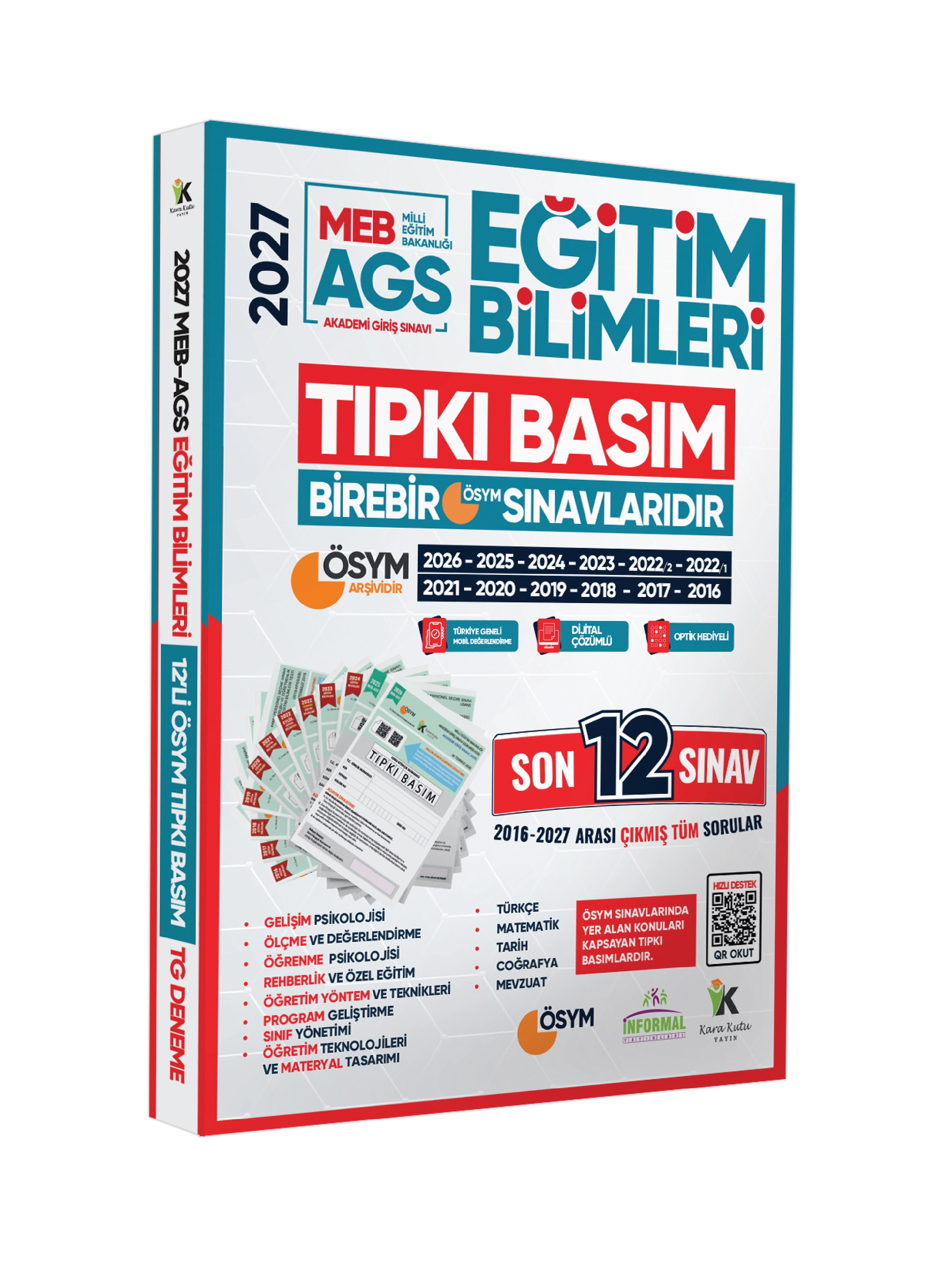 2027 MEB AGS EĞİTİM BİLİMLERİ ÖSYM Çıkmış Soru Tıpkı Basım Kitapçıkları 12li Deneme Paketi