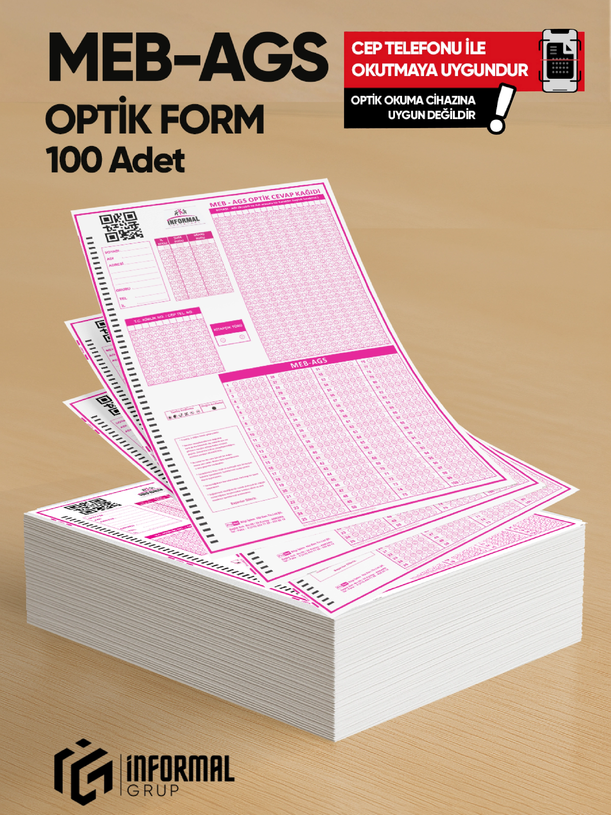 MEB-AGS Deneme Sınavları İçin 100 Adet Optik Form
