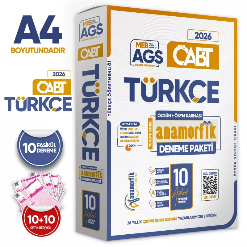 2026 KPSS MEB-AGS ÖABT Anamorfik TÜRKÇE Öğretmenliği Özgün10lu Deneme Dijital Çözümlü Türkiye Geneli