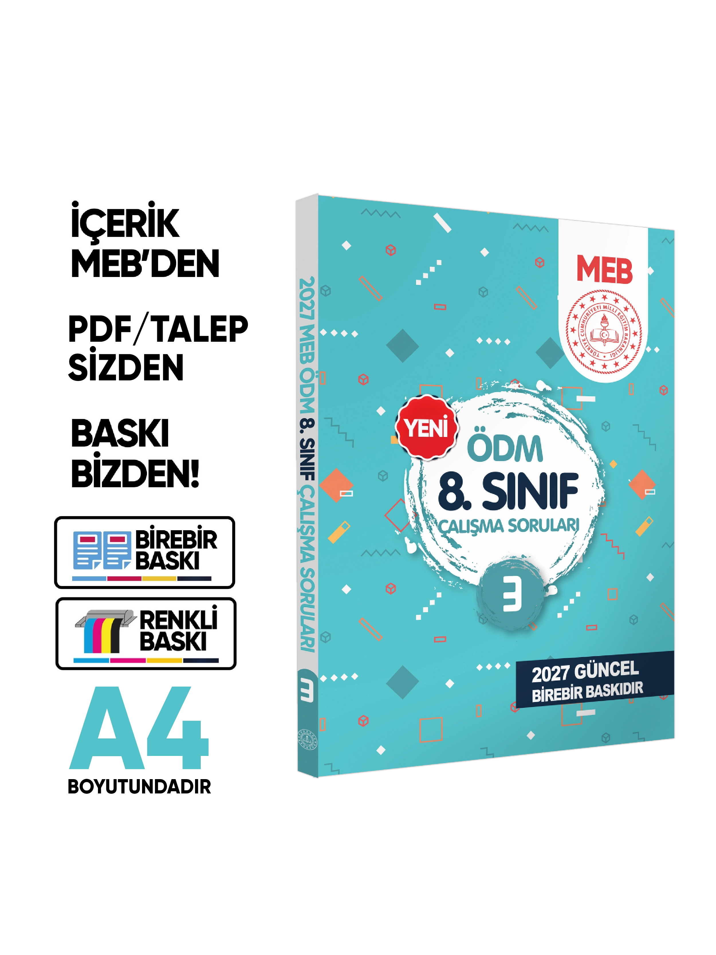 2027 LGS MEB Çalışma Soruları Ölçme Değerlendirme Merkezi ÖDM 8.Sınıf Çalışma Kitabı 3 BASKI ÜCRETİ