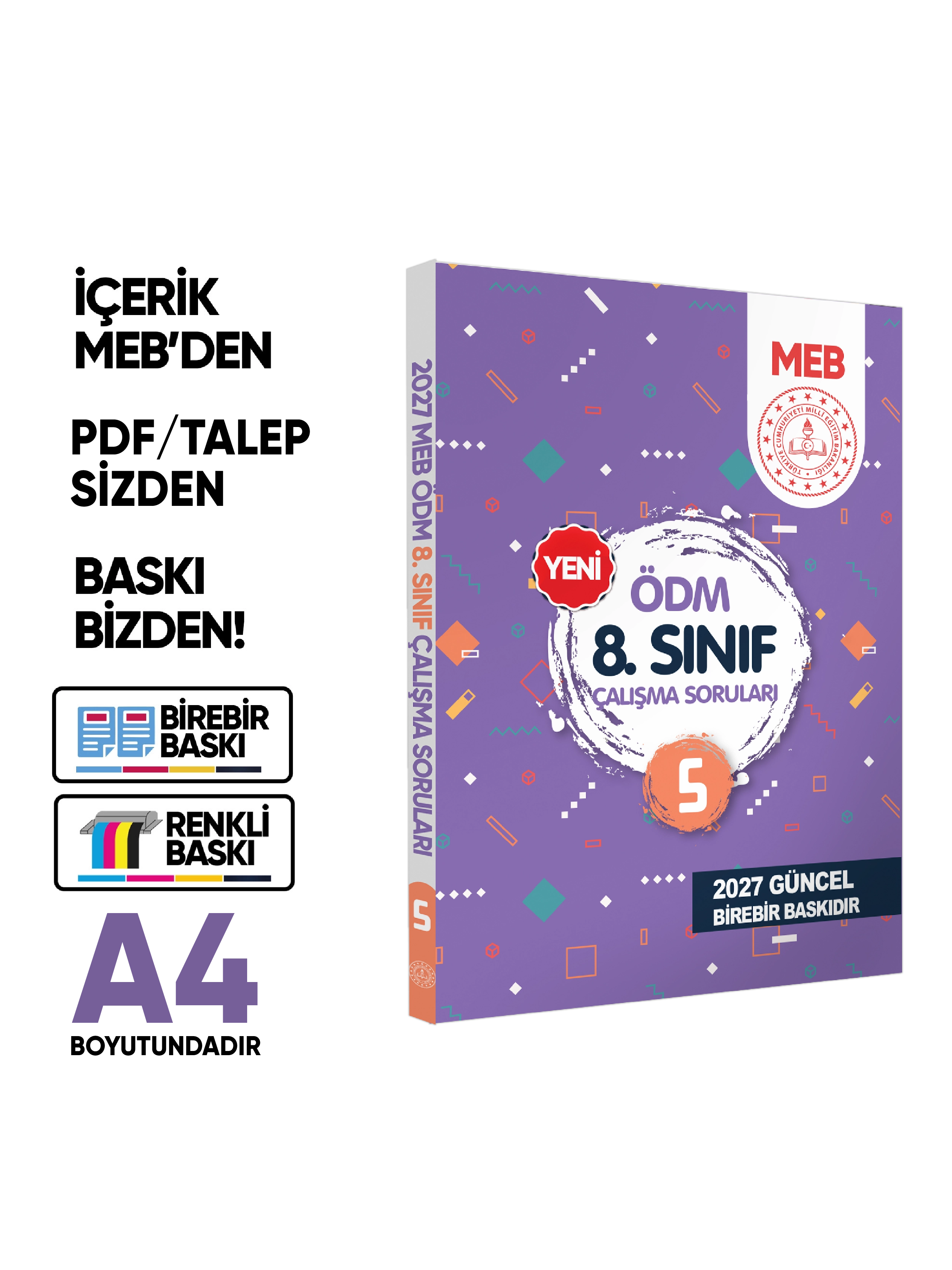 2027 LGS MEB Çalışma Soruları Ölçme Değerlendirme Merkezi ÖDM 8.Sınıf Çalışma Kitabı 5 BASKI ÜCRETİ