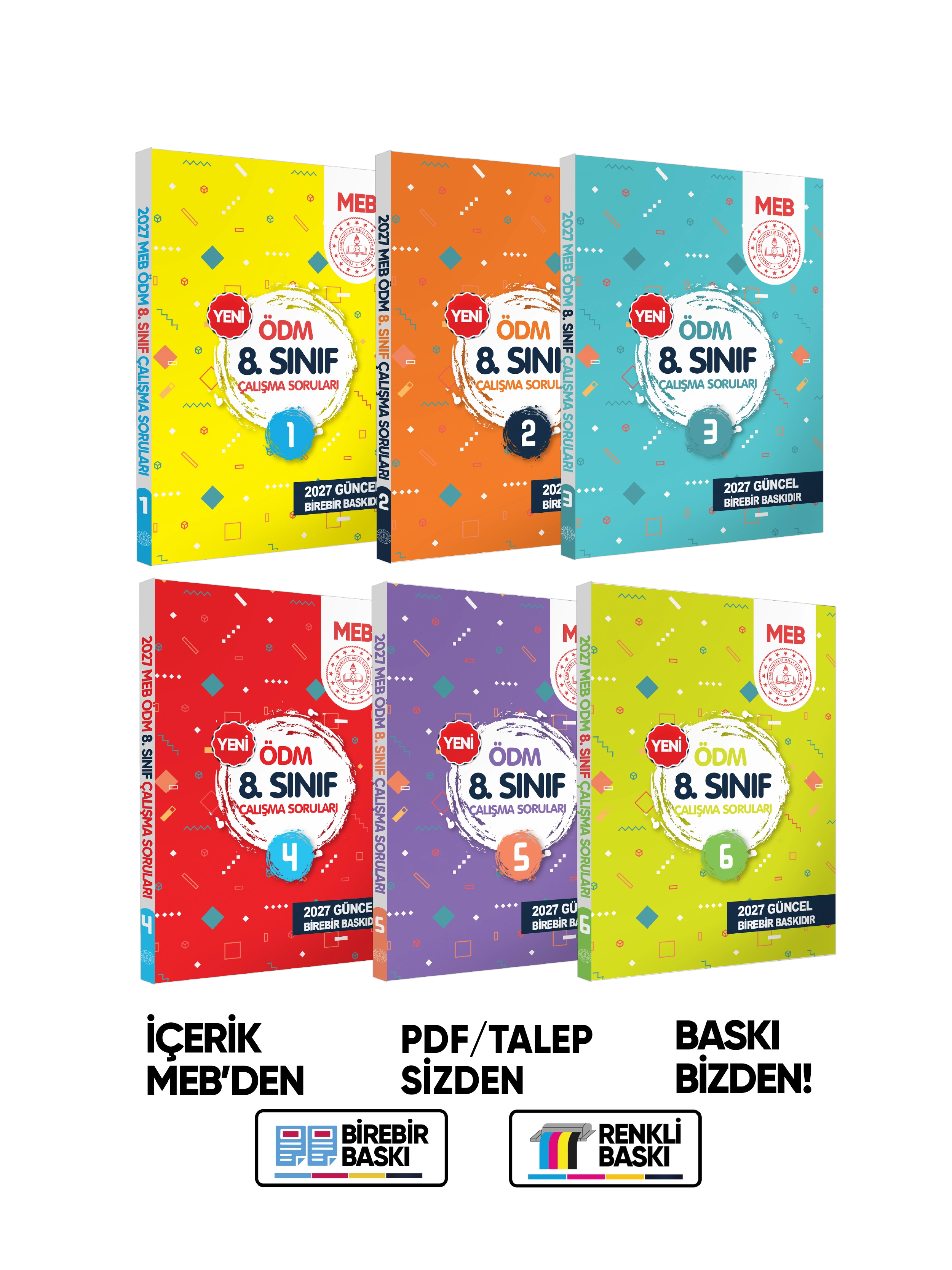 2027 LGS 8.sınıf MEB Çalışma Soruları SORU Bankası 6lı Modül Set ÖDM Çalışma Kitapları BASKI ÜCRETİ