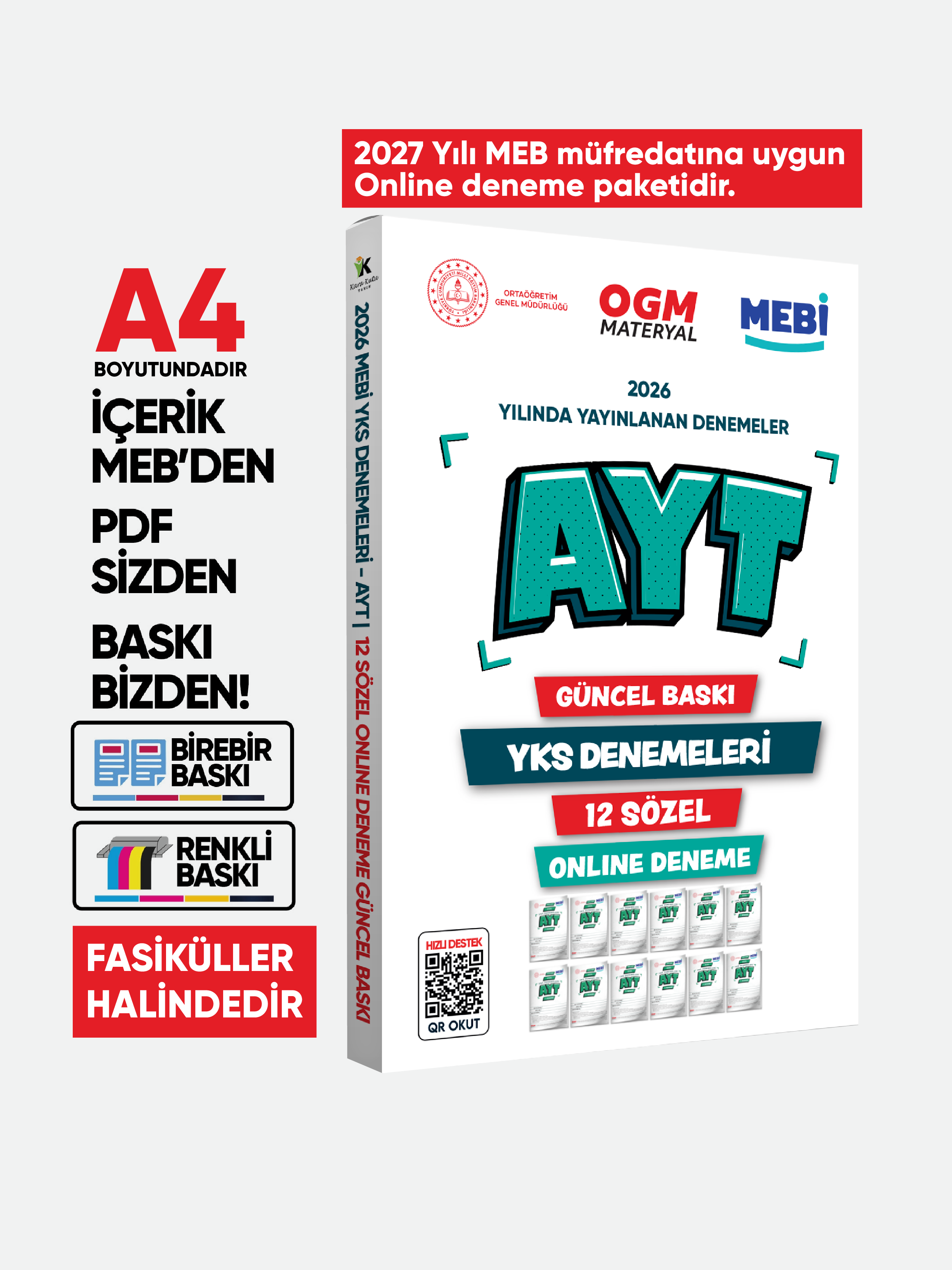 2027 YKS-AYT MEBİ OGM SÖZEL Güncel Seri Online Deneme 12li SET BASKI ÜCRETİ