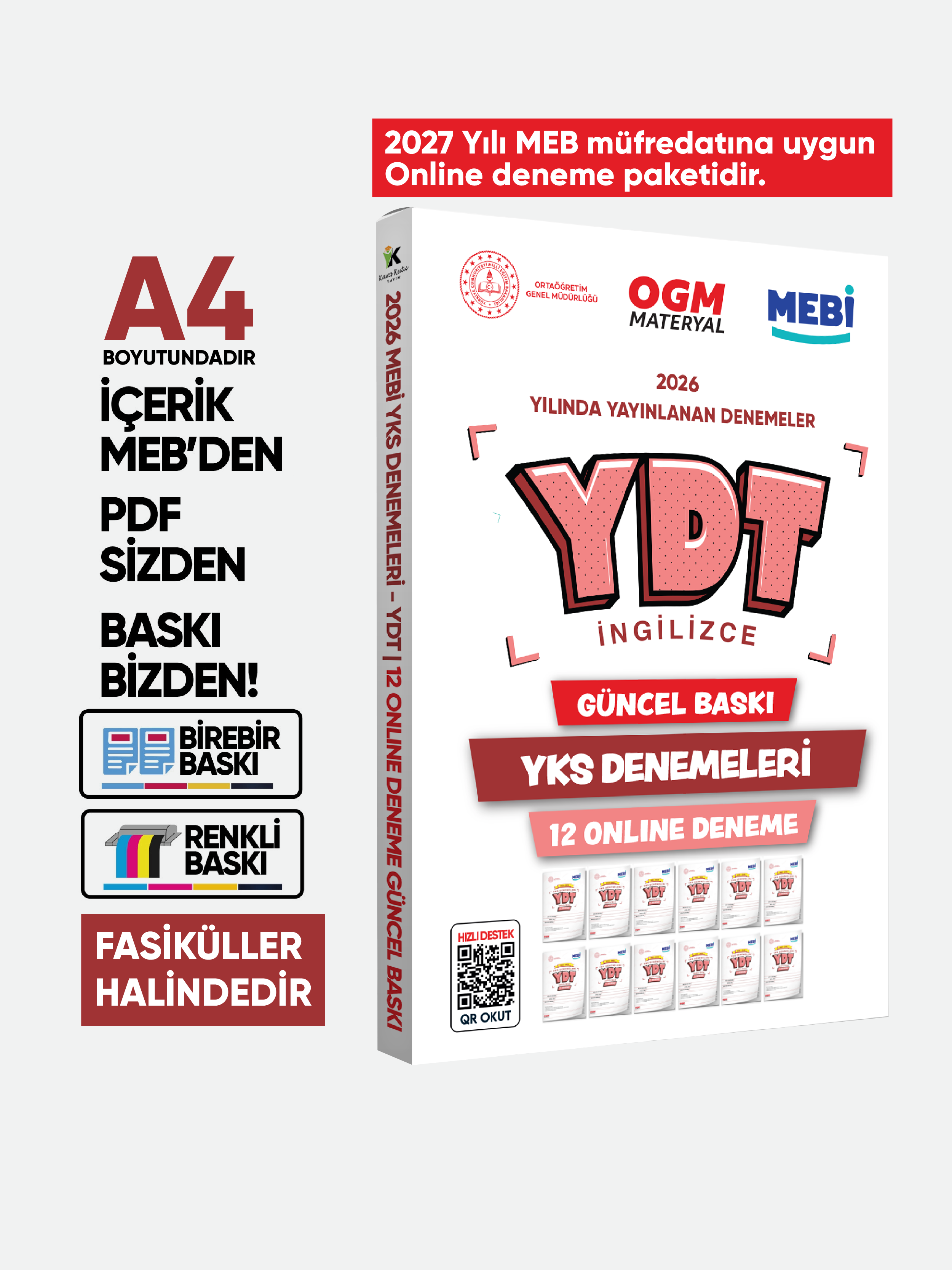 2027 YKS-YDT İNGİLİZCE MEBİ OGM Güncel Seri Online Deneme 12li SET BASKI ÜCRETİ