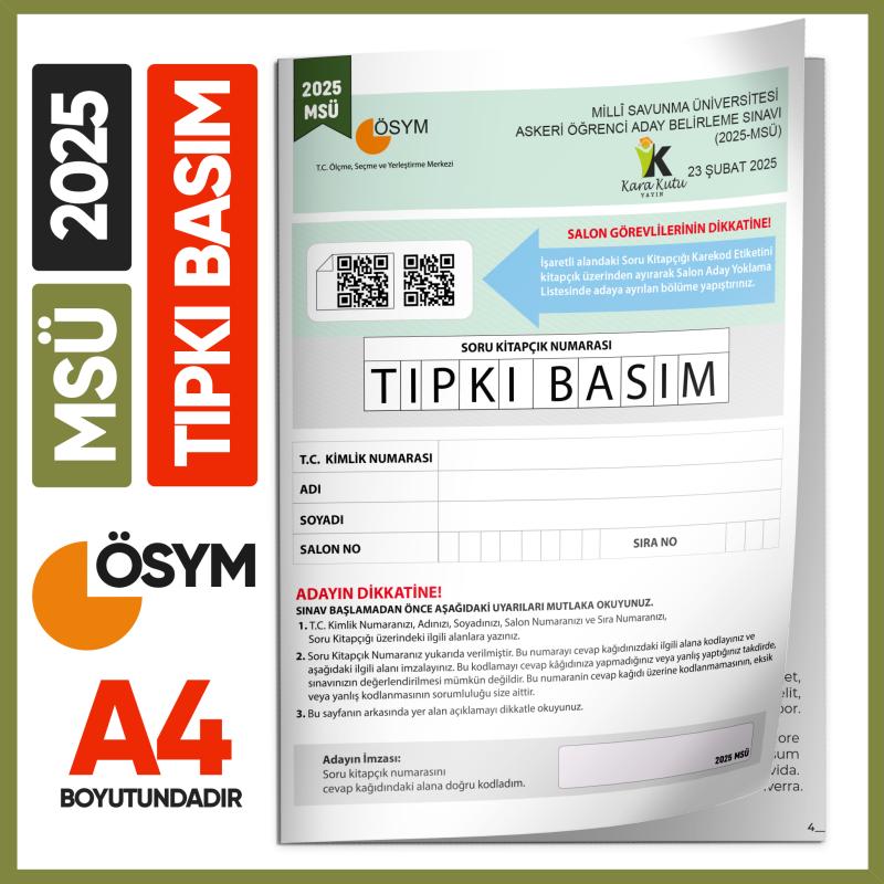 2025 MSÜ ÖSYM Tıpkı Basım Çıkmış Soru Deneme Kitapçığı PDF/Video Çözümlü Türkiye Geneli