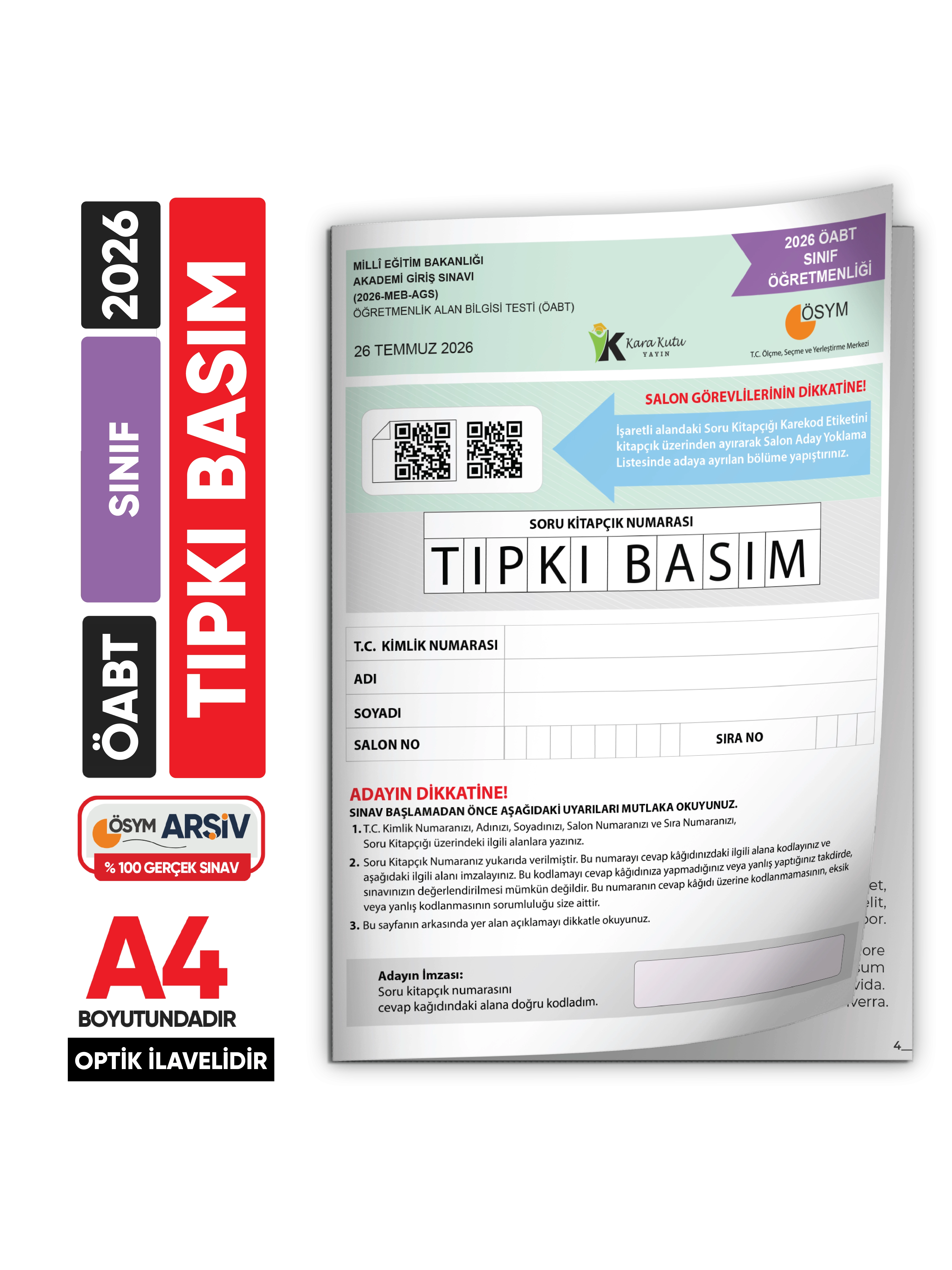 2026 MEB-AGS ÖABT Sınıf Öğretmenliği ÖSYM Tıpkı Basım Kitapçığı Türkiye Geneli Deneme