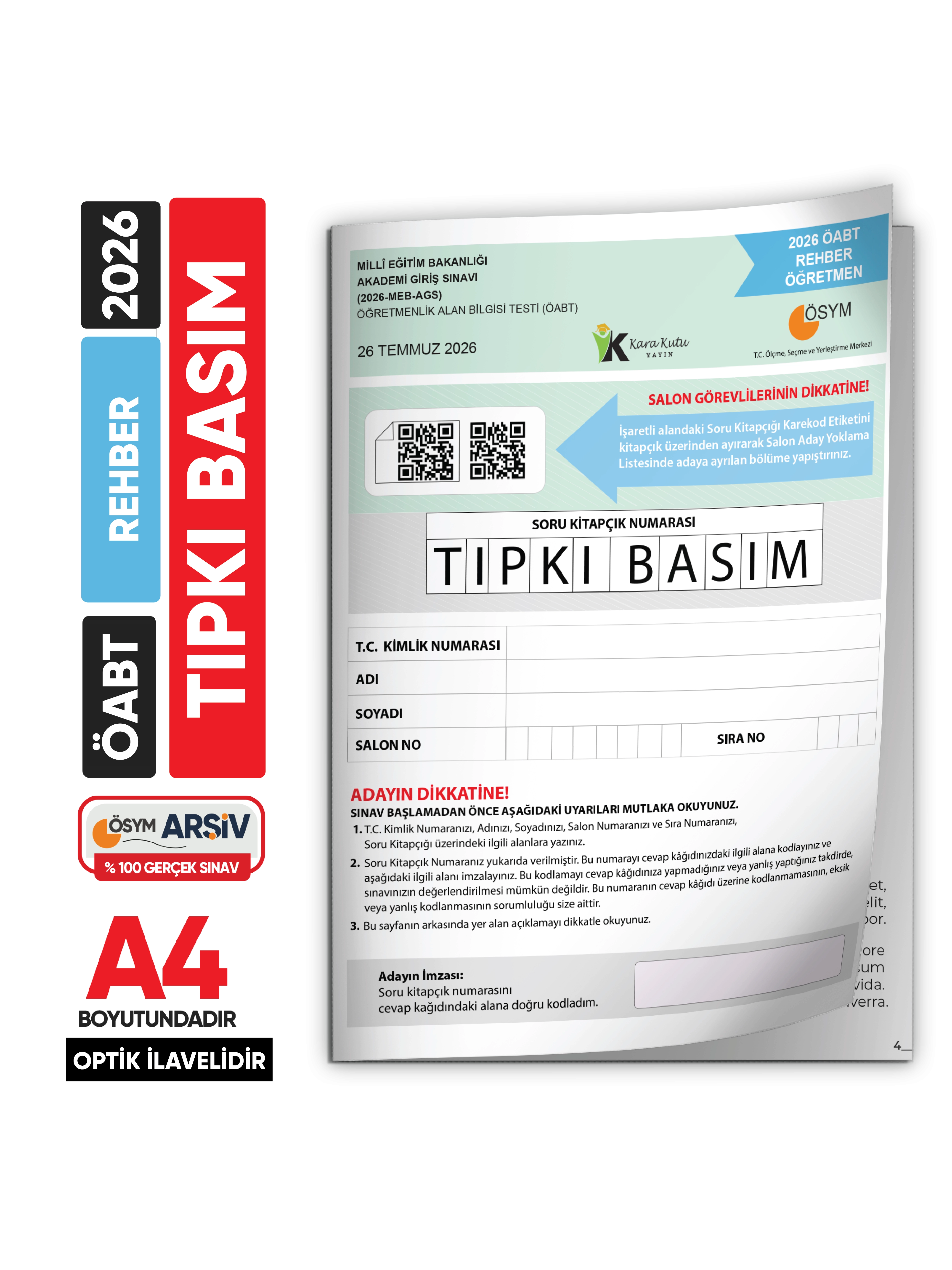 2026 MEB-AGS ÖABT Rehber Öğretmenliği ÖSYM Tıpkı Basım Kitapçığı Türkiye Geneli Deneme