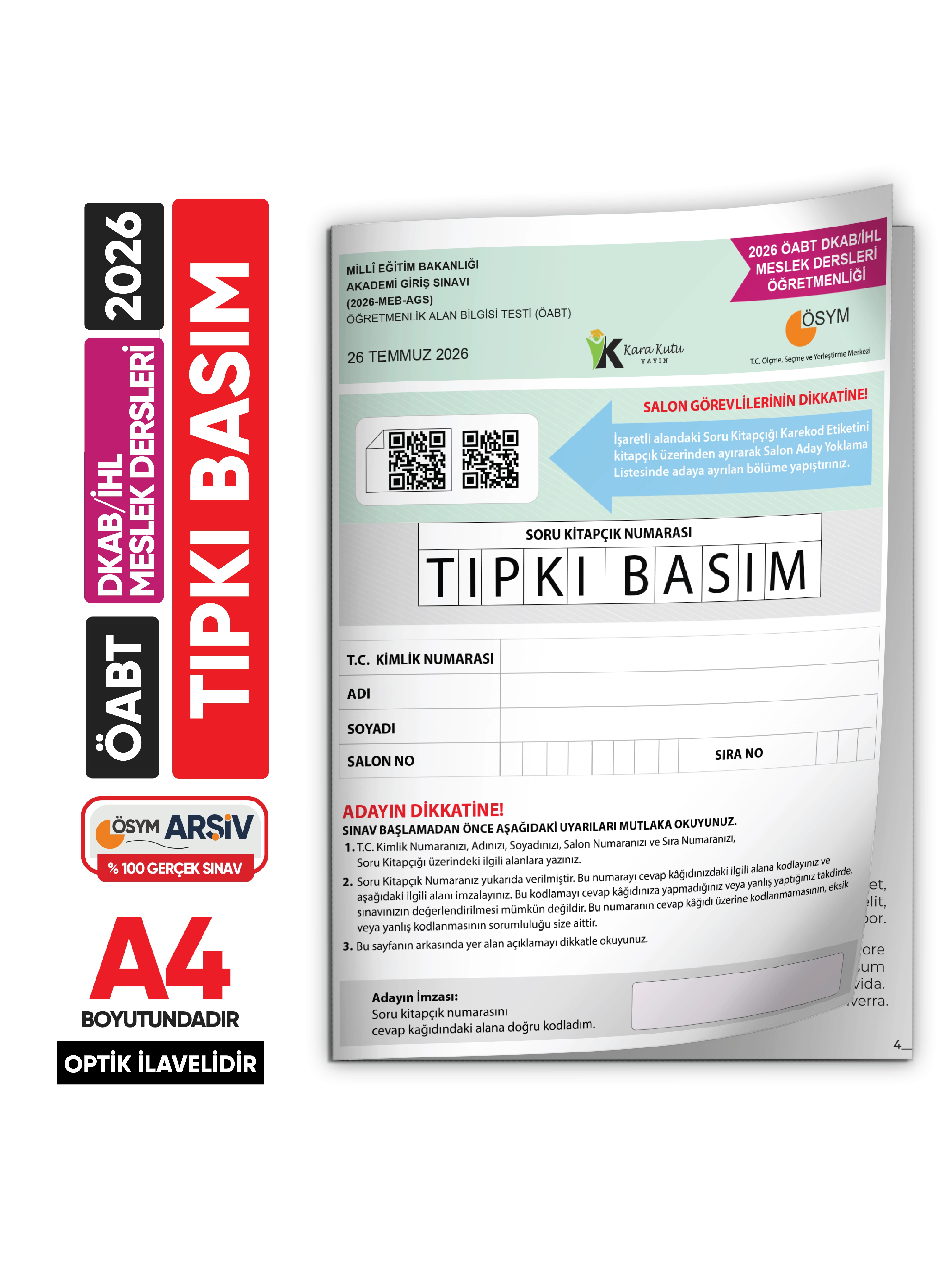 2026 MEB-AGS ÖABT DKAB Öğretmenliği ÖSYM Tıpkı Basım Kitapçığı Türkiye Geneli Deneme