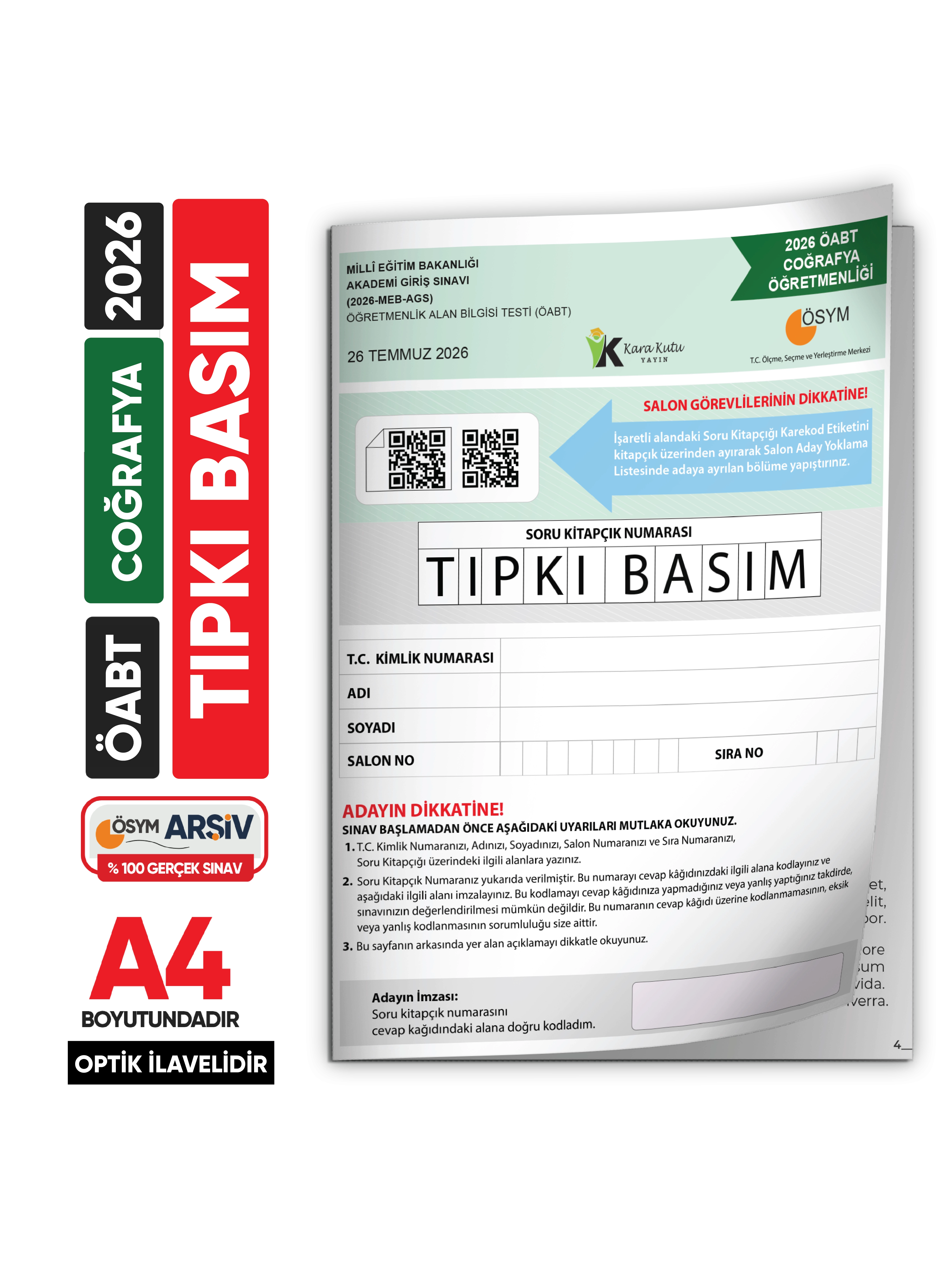 2026 MEB-AGS ÖABT Coğrafya Öğretmenliği ÖSYM Tıpkı Basım Kitapçığı  Türkiye Geneli Deneme
