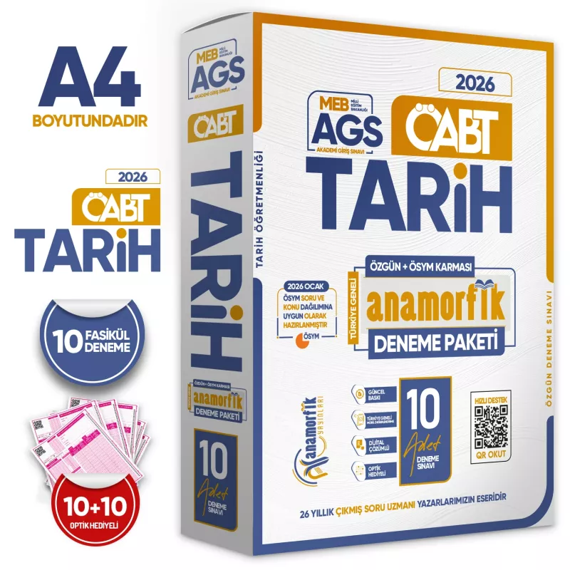 2026 KPSS MEB-AGS ÖABT Anamorfik Tarih Öğretmenliği Özgün 10lu Deneme Dijital Çözümlü Türkiye Geneli