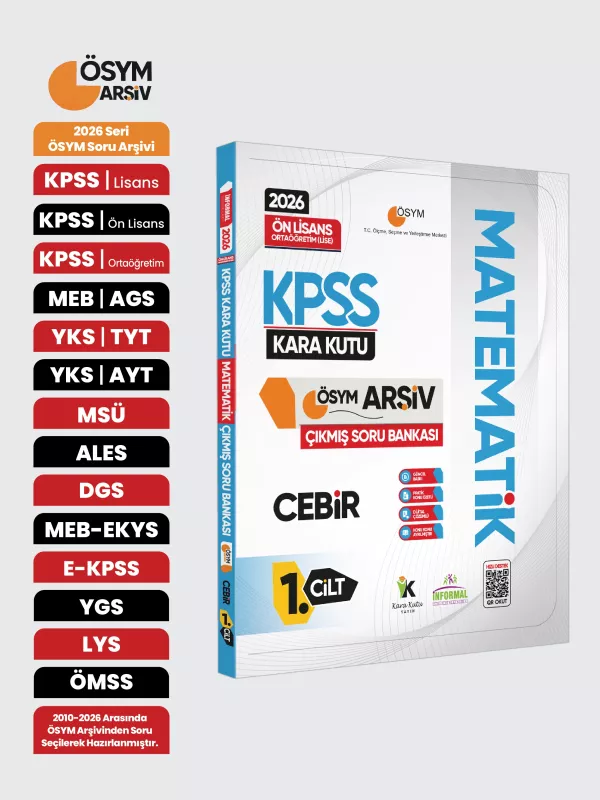 2026 KPSS Önlisans/Ortaöğretim MATEMATİK Kara Kutusu 1.Cilt CEBİR ÖSYM Çıkmış Soru Bankası Çözümlü