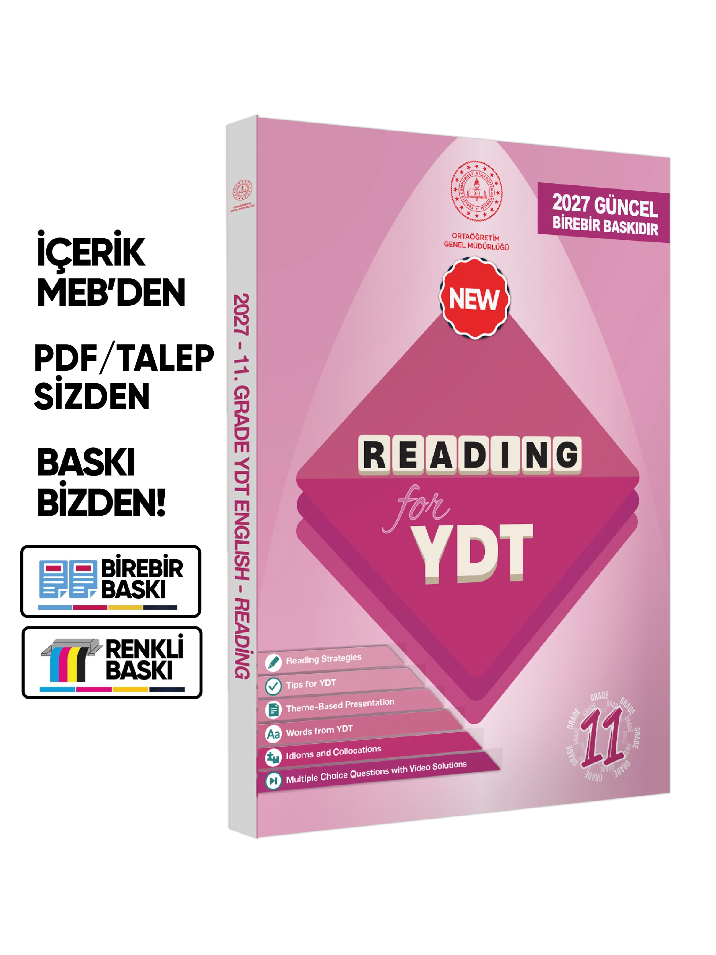 2027 YDT MEBİ İngilizce 11.Sınıf Reading Okuma-Anlama Kitabı Soru Bankası Video Çözümlü BASKI ÜCRETİ