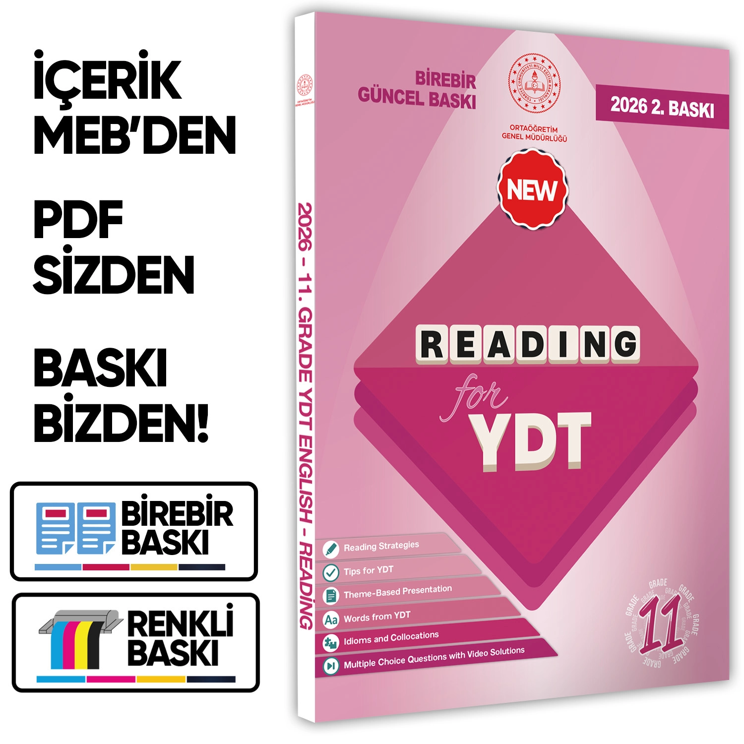 2026 YDT MEBİ İngilizce 11.Sınıf Reading Okuma-Anlama Kitabı Soru Bankası Video Çözümlü BASKI ÜCRETİ