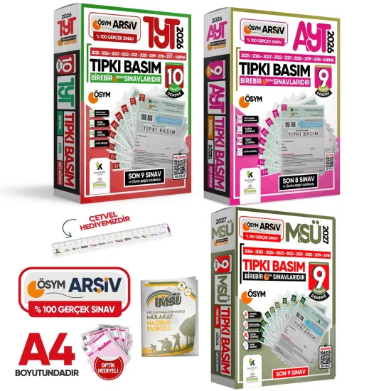 2026 TYT-AYT-MSÜ ÖSYM Çıkmış Soru Tıpkı Basım 28li (10+9+9) Deneme Paketi Video Çözümlü Türkiye Geneli