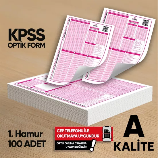 KPSS (GY-GK) Deneme Sınavları İçin 100 Adet (80.GR) Optik Form