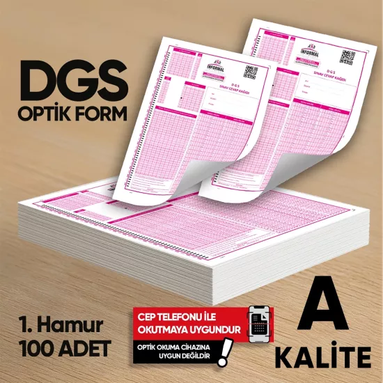 DGS Deneme Sınavları İçin 100 Adet (80.GR) Optik Form 
