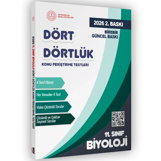 2026 MEBİ-OGM 11. Sınıf Dört Dörtlük Biyoloji Pekiştirme Testi A4 Renkli Soru Bankası BASKI ÜCRETİ