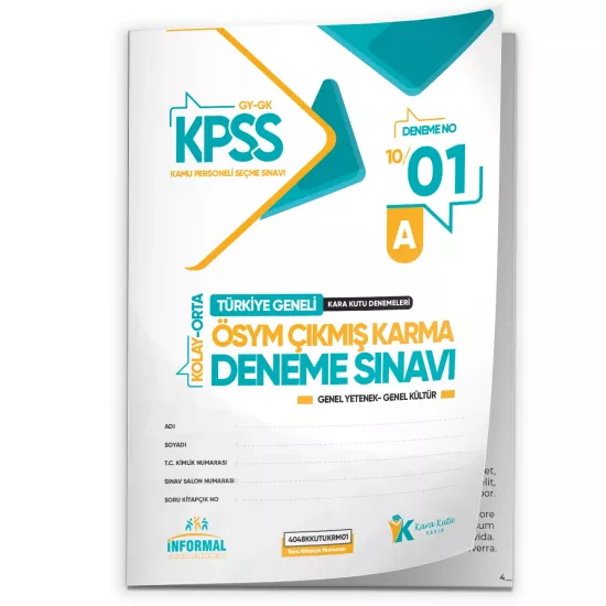 2026 KPSS ÖSYM Arşivi Çıkmış Soru Karma Genel Yetenek Genel Kültür D. Çözümlü Deneme 10/1.Kitapçık