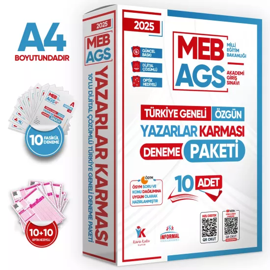 2025 MEB-AGS Yazarlar Karması 10 Adet 80 Soruluk Çözümlü Deneme Türkiye Geneli KURUMSAL Paket