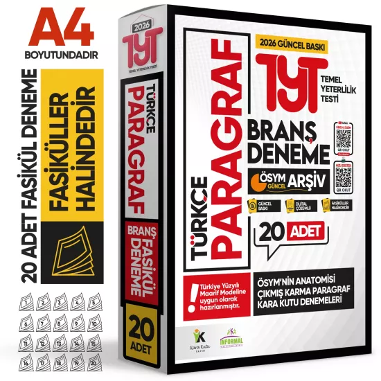 2026 YKS TYT PARAGRAF ÖSYM Çıkmış Karma Kara Kutu Branş Deneme 20li Fasikül Paketi Dijital Çözümlü