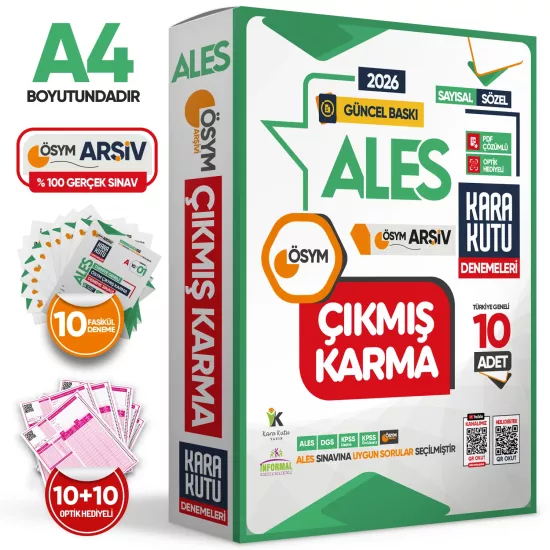 2026 ALES Sayısal-Sözel-TM ÖSYM Çıkmış Karma Kara Kutu 10lu Deneme Paketi Türkiye Geneli D. Çözümlü