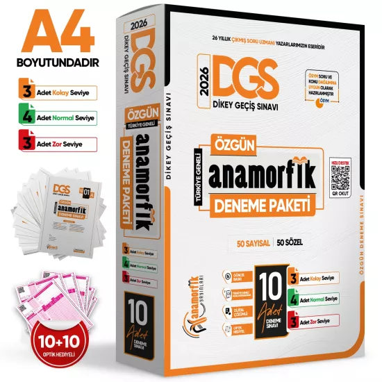2026 DGS Anamorfik Yayınları 10lu Deneme Paketi  Özgün Yeni Nesil Türkiye Geneli Dijital Çözümlü