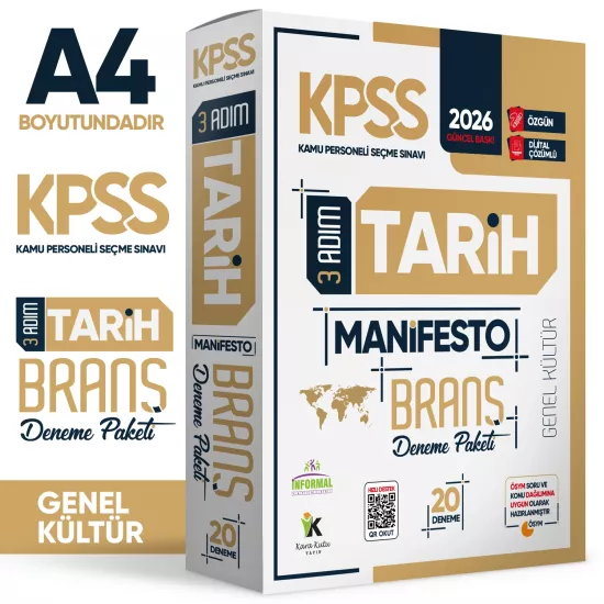 2026 KPSS Genel Kültür 3 Adım Tarih Manifesto 20li Dijital Çözümlü Branş Deneme Paketi