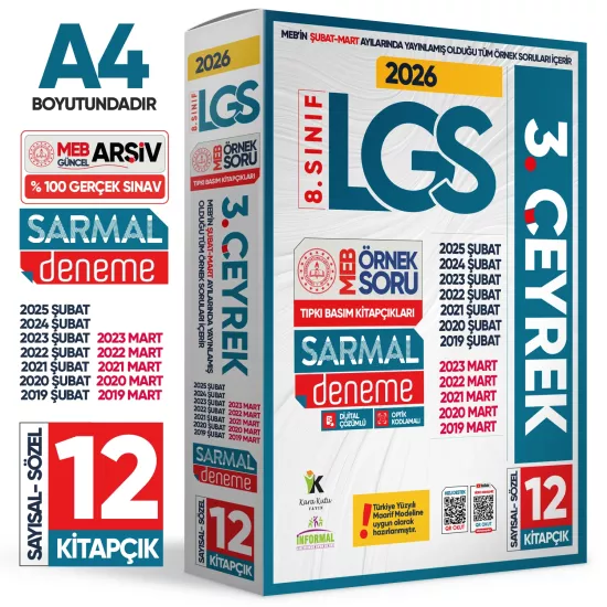 2026 8.Sınıf LGS 3. ÇEYREK Şubat-Mart Ayı MEB Örnek Soru Tıpkı Basım Sarmal Deneme Paketi Çözümlü
