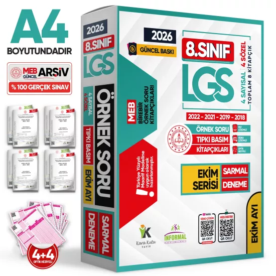 2026 8.Sınıf LGS Ekim Ayı MEB Örnek Soru Tıpkı Basım 4lü Sarmal Deneme Paketi Video/PDF Çözümlü