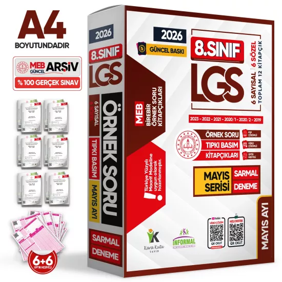 2026 8.Sınıf LGS Mayıs Ayı MEB Örnek Soru Tıpkı Basım 6lı Sarmal Deneme Paketi Video/PDF Çözümlü
