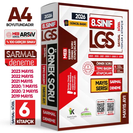 2026 8.Sınıf LGS Mayıs Ayı MEB Örnek Soru Tıpkı Basım 6lı Sarmal Deneme Paketi Dijital Çözümlü