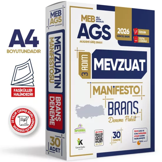 2026 MEB AGS 3 Adım MEVZUAT Manifesto Branş Deneme Paketi 30lu Fasikül Seti Özgün Dijital Çözümlü