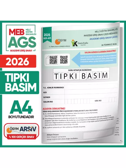 2026 MEB AGS ÖSYM Çıkmış Soru Tıpkı Basım Kitapçığı Çözümlü Türkiye Geneli Deneme