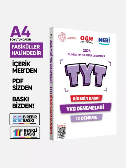 2026 YKS-TYT MEBİ OGM Güncel Seri Online Deneme 12li SET BASKI ÜCRETİ