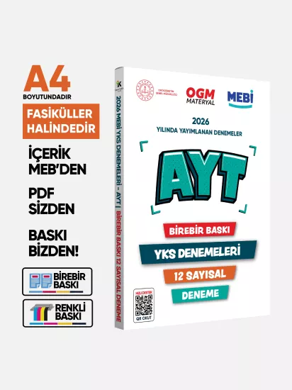 2026 YKS-AYT MEBİ OGM SAYISAL Güncel Seri Online Deneme 12li SET BASKI ÜCRETİ