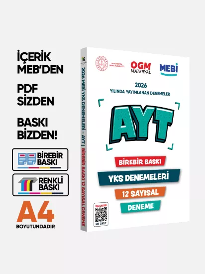 2026 YKS-AYT MEBİ OGM SAYISAL Güncel Seri Online Deneme 12li SET BASKI ÜCRETİ