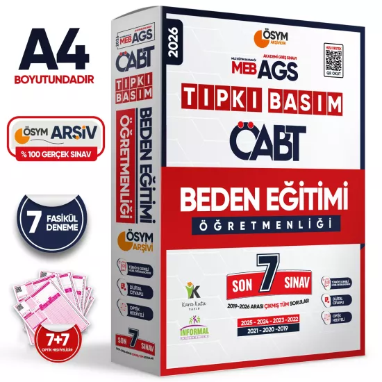 2026 MEB-AGS ÖABT Beden Eğitimi Öğretmenliği ÖSYM Tıpkı Basım 7li Deneme Paketi Dijital Cevaplı