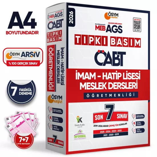 2026 MEB-AGS ÖABT İmam Hatip Meslek Dersleri Öğretmenliği ÖSYM Tıpkı Basım 7li Deneme Paketi Cevaplı