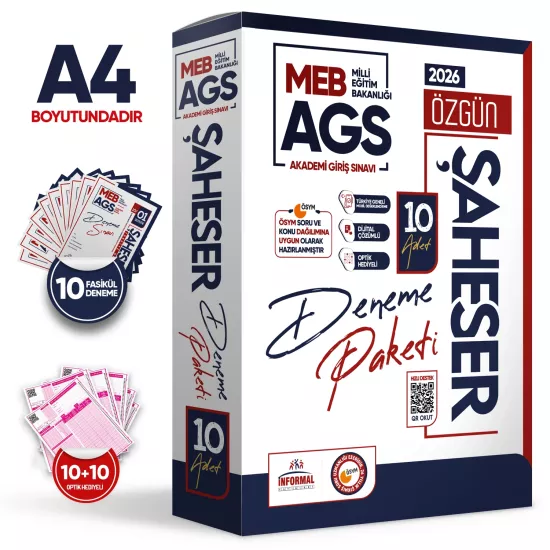 2026 MEB AGS Şaheser DENEME Paketi YENİ SİSTEM 10lu KURUMSAL Çözümlü Deneme(TG Mobil Değerlendirme)