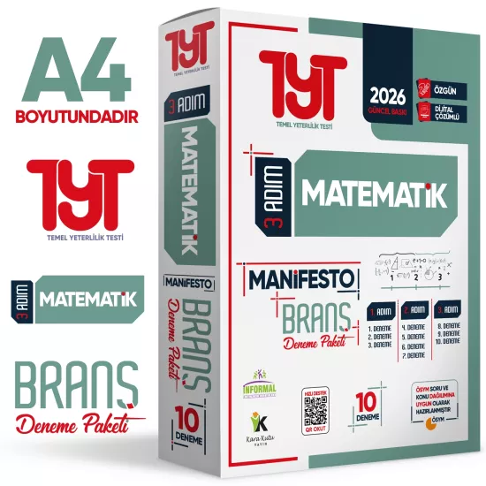 2026 YKS TYT Matematik 3 Adım Manifesto 10 Adet Branş Deneme Paketi Dijital Çözümlü