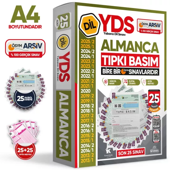 2026 YDS Almanca ÖSYM Tıpkı Basım Çıkmış Soru Deneme Paketi 25li Fasikül SETİ