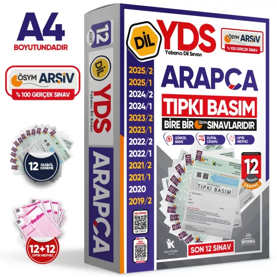 2026 YDS Arapça ÖSYM Tıpkı Basım Çıkmış Soru Deneme Paketi 12li Fasikül SETİ