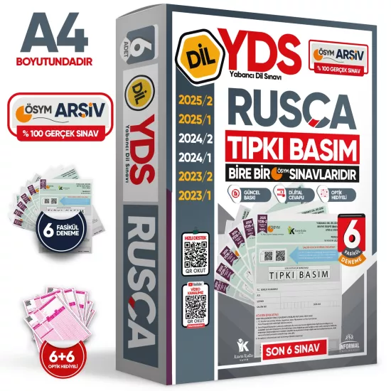 2026 YDS Rusça ÖSYM Tıpkı Basım Çıkmış Soru Deneme Paketi 6lı Fasikül SETİ
