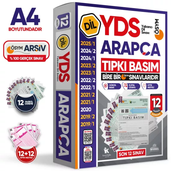 2026 YDS Arapça ÖSYM Tıpkı Basım Çıkmış Soru Deneme Paketi 12li Fasikül SETİ