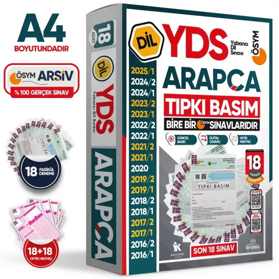 2026 YDS Arapça ÖSYM Tıpkı Basım Çıkmış Soru Deneme Paketi 18li Fasikül SETİ
